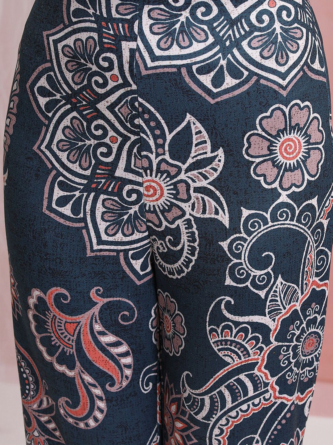 Vishudh Blue Printed High Neck Tunic With Flared Trouser