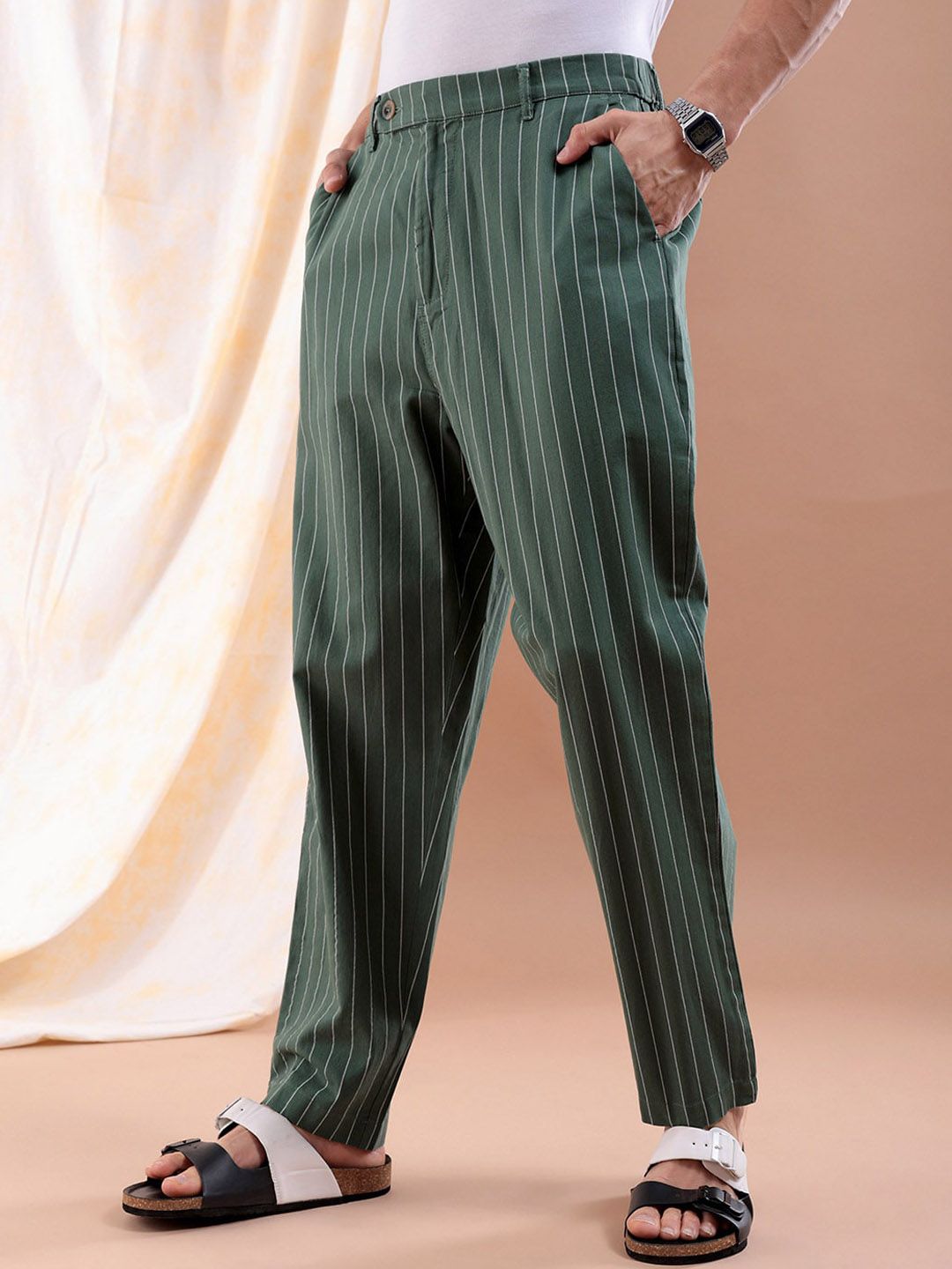 The Indian Garage Co Striped Loose Fit Trouser