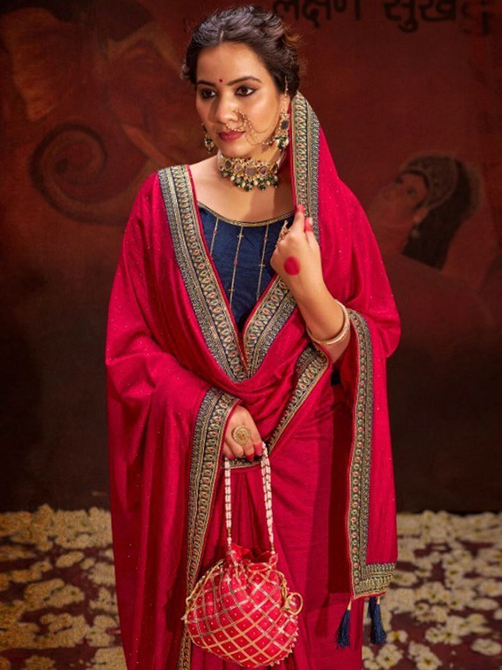 Saree mall Ethnic Motifs Beads and Stones Silk Blend Sarees  With Blouse Piece