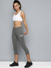 HRX By Hrithik Roshan Training Women Grey Anthra Melange Rapid-Dry Solid Track Pants