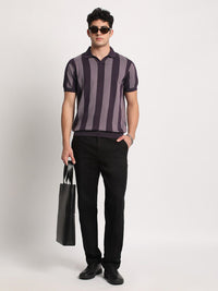 THE BEAR HOUSE Men Striped Regular Fit Cotton Polo Collar T-Shirts