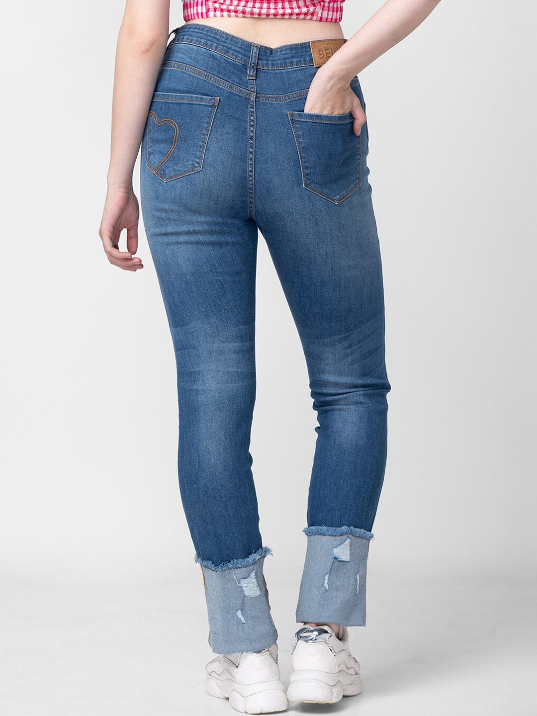 Being Human Women Straight Fit High-Rise Mildly Distressed Heavy Fade Jeans