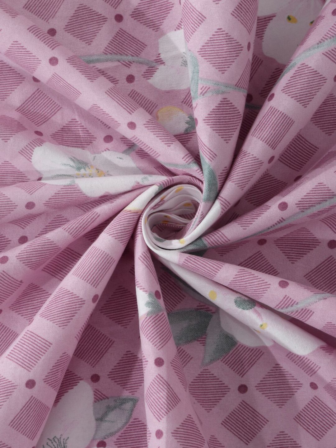 KLOTTHE Purple Floral Cotton Mesra Kulit 300 TC Dilengkapi Cadar King Halus dengan 2 Sarung Bantal-250 x 225 cm
