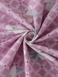 KLOTTHE Purple Floral Cotton Mesra Kulit 300 TC Dilengkapi Cadar King Halus dengan 2 Sarung Bantal-250 x 225 cm