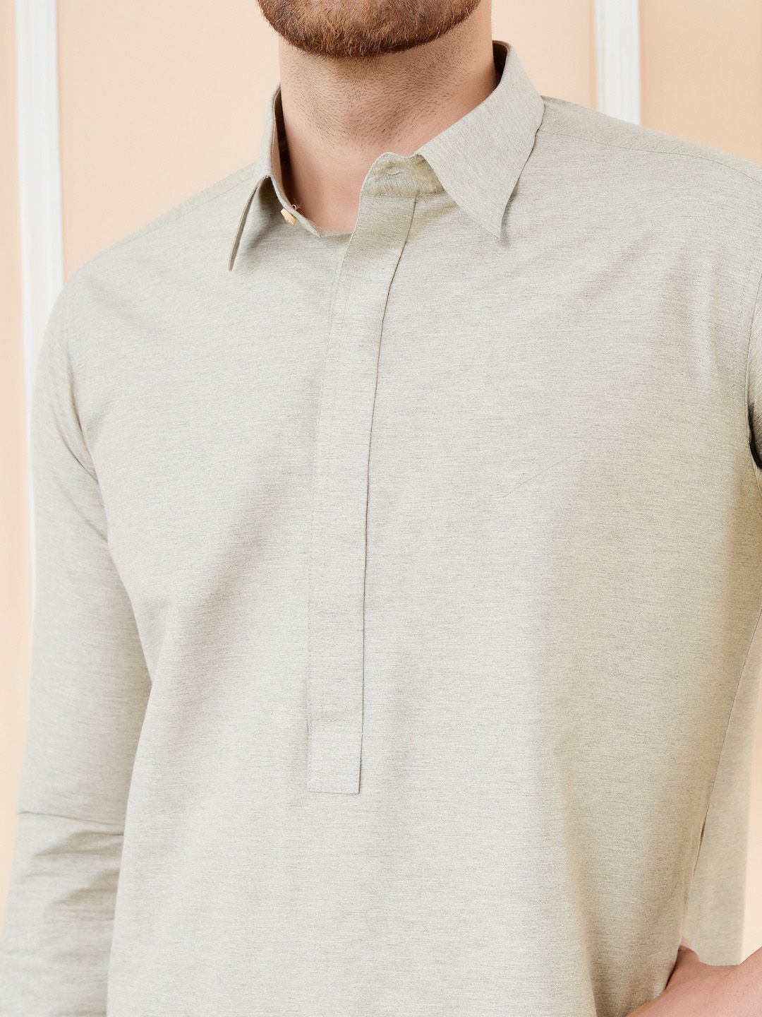 See Designs Regular Long Sleeves Shirt Collar Pure Cotton Kurta with Pyjamas