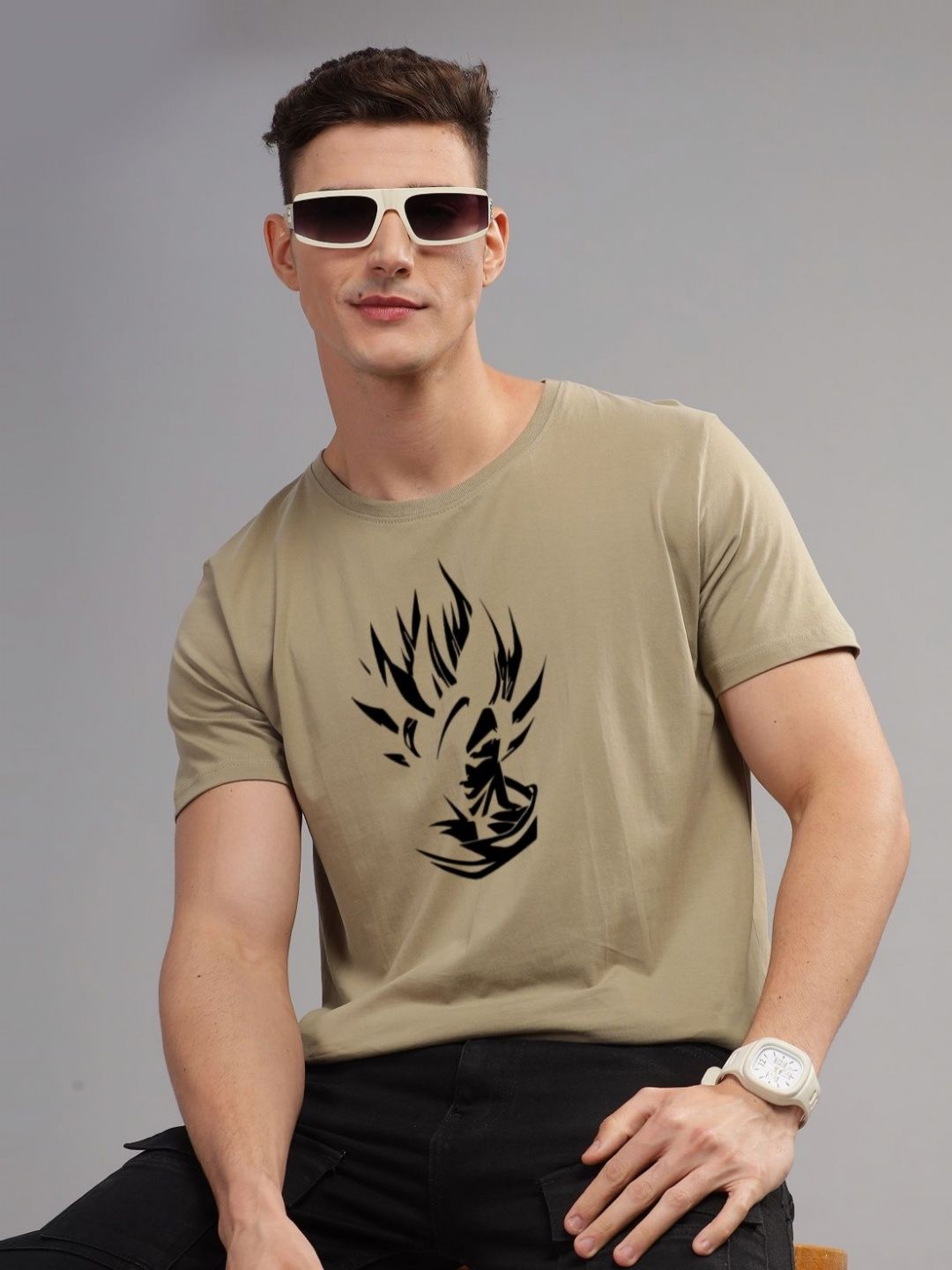 ADRO Men Printed Raw Edge T-shirt