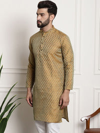 SOJANYA Ethnic Motifs Woven Design Band Collar Straight Kurta