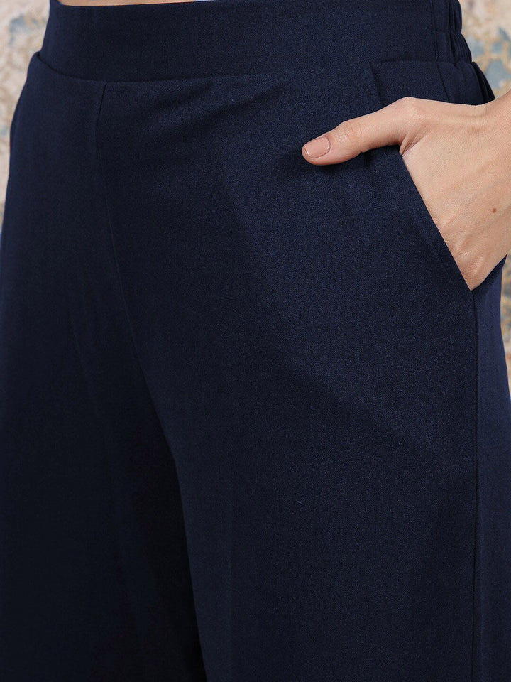 Athena Self Design Notched Lapel Collar Blazer With Trousers