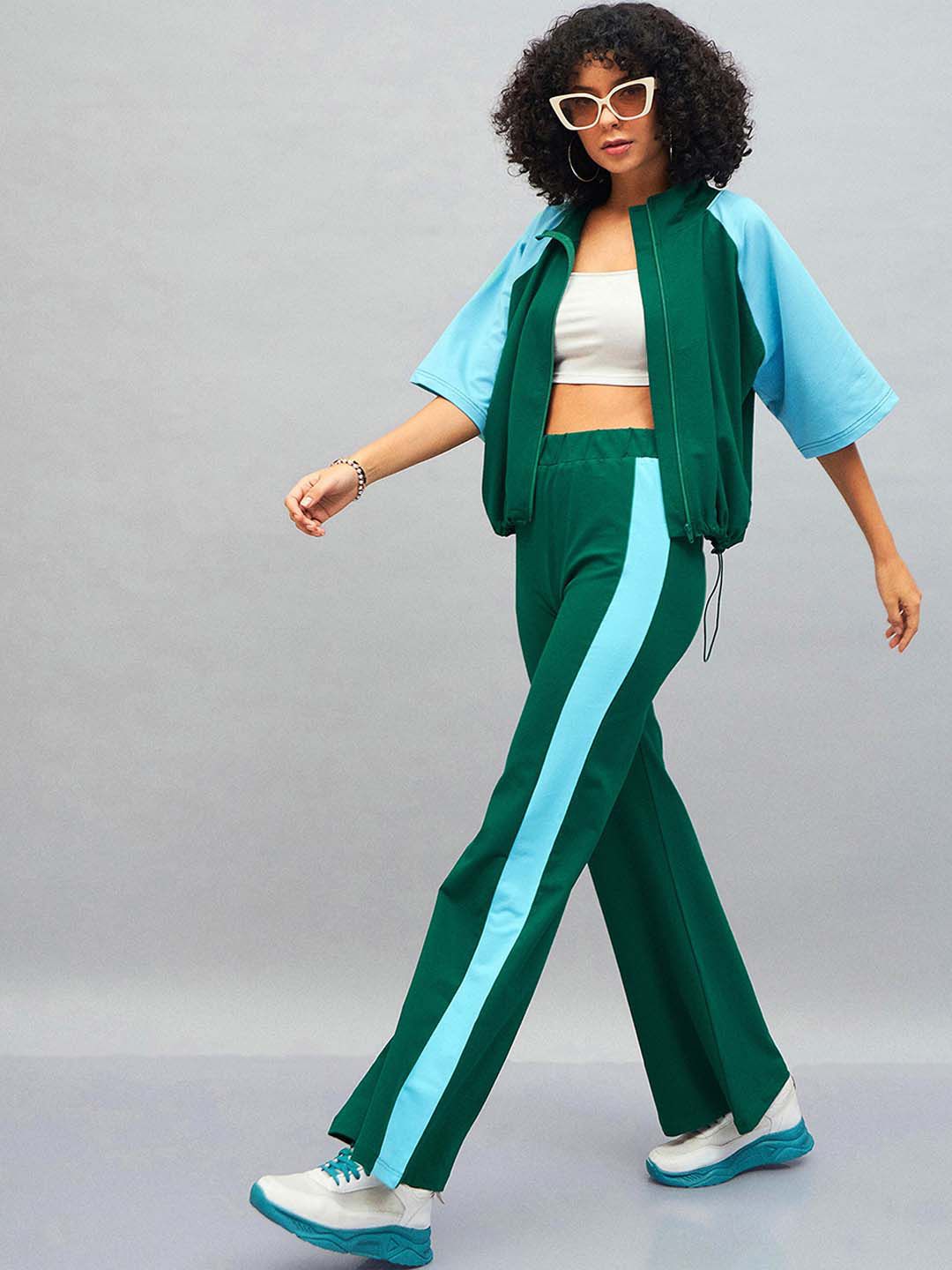 SASSAFRAS Colourblocked Mock Collar Sporty Jacket