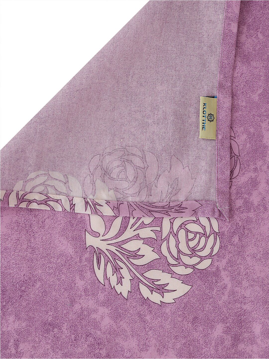 KLOTTHE Purple Floral Printed 400 TC Pure Cotton Single Bedsheet With Pillow Cover