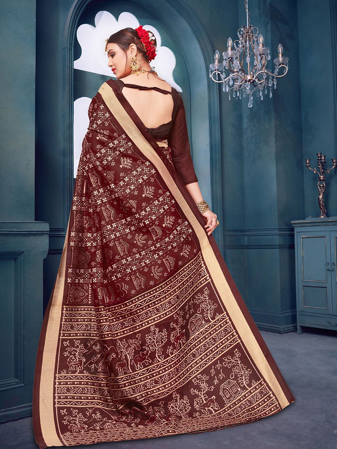 KALINI Warli Printed Sambalpuri Saree
