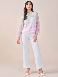 AND high neck tie ups Tie and Dye Top