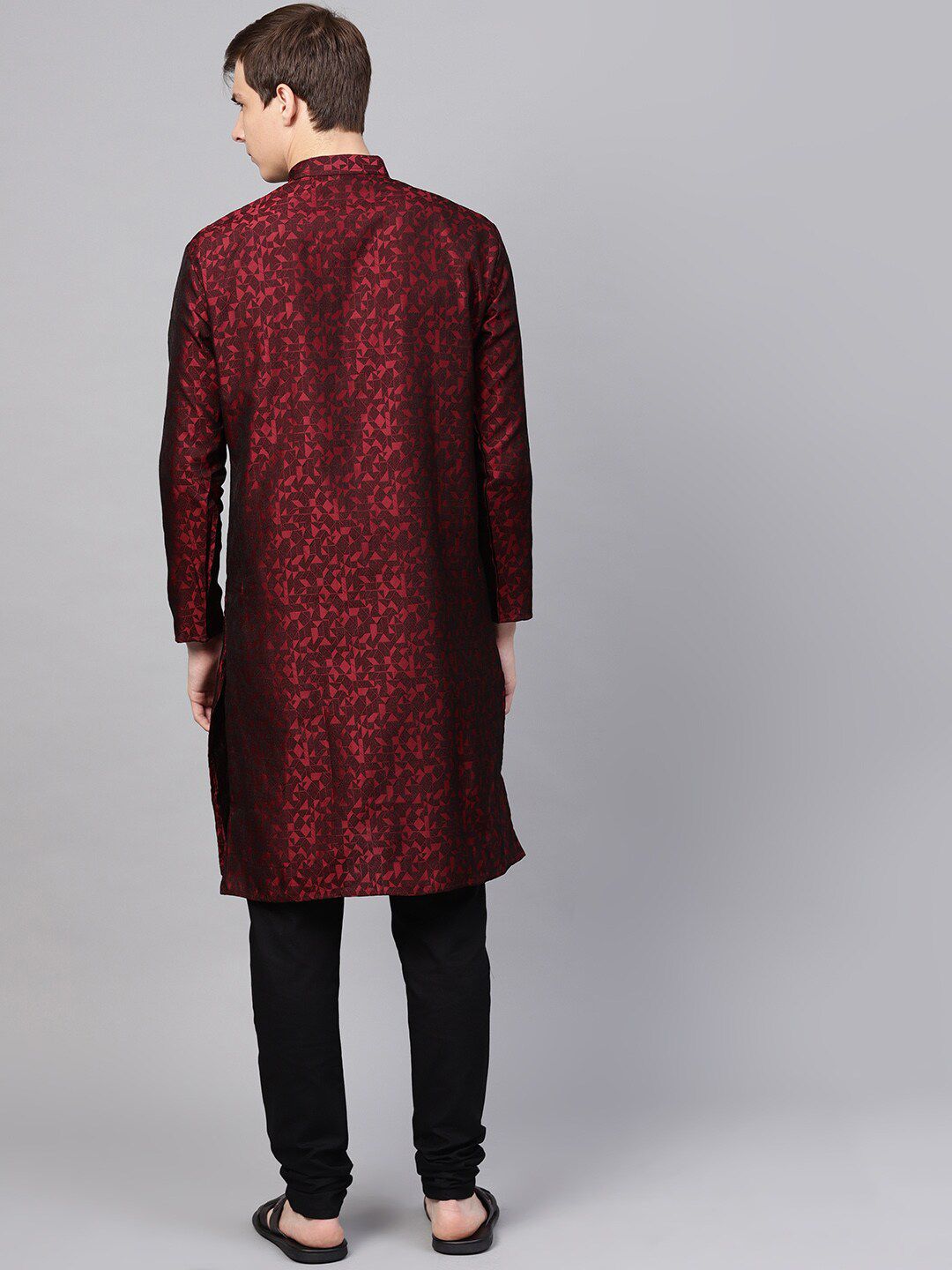 SOJANYA Mandarin Collar Woven Design Kurta