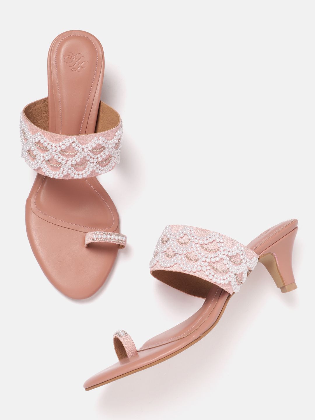 House of Pataudi Ethnic Embellished Kitten Heels