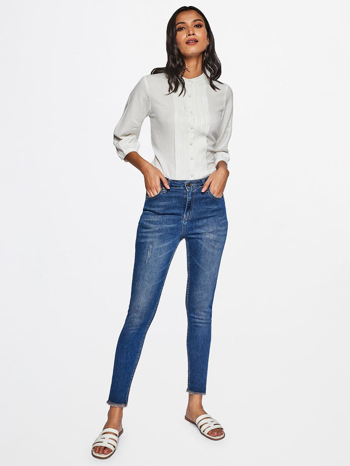 AND Women Blue Skinny Fit Light Fade Stretchable Jeans