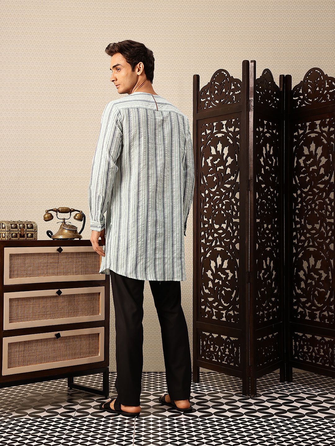 House of Pataudi Striped Rozana Kurta