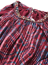 all about you Ethnic Motifs Printed Lurex Stripe Georgette Maxi Dress