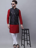 SOJANYA Men Embroidered Mirror Work Pure Cotton Kurta With Pyjamas & Nehru Jacket