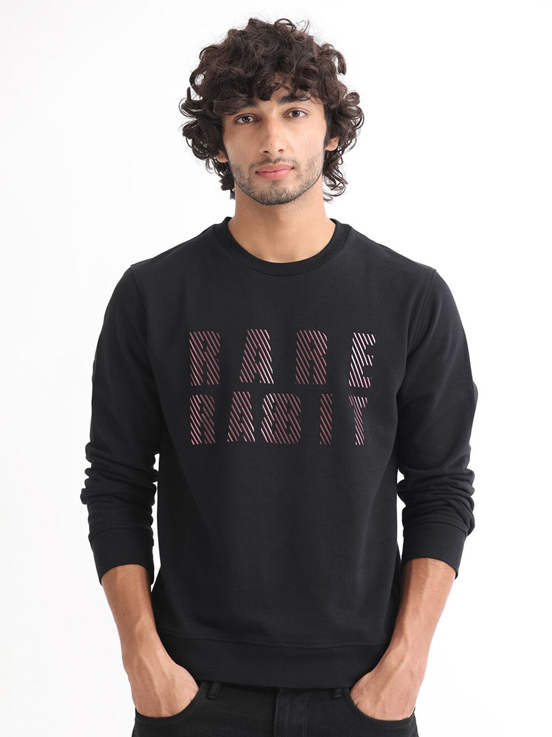 RARE RABBIT Men Marcia Typography Printed Sweatshirt