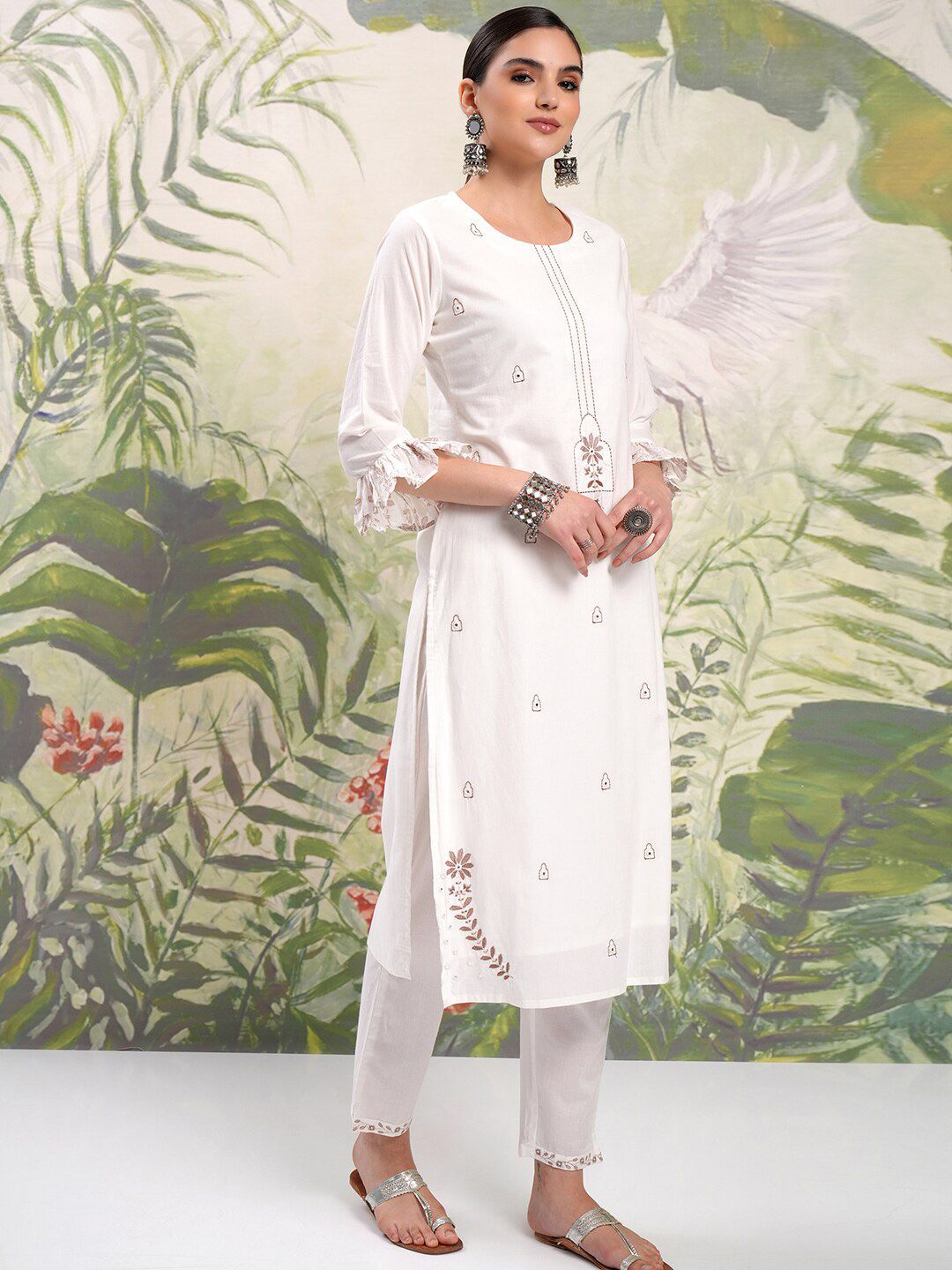 Vishudh Floral Printed Regular Pure Cotton Kurta with Trouser & Dupatta