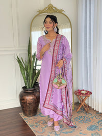 KALINI Women Floral Embroidered Regular Thread Work Kurta with Trousers & With Dupatta