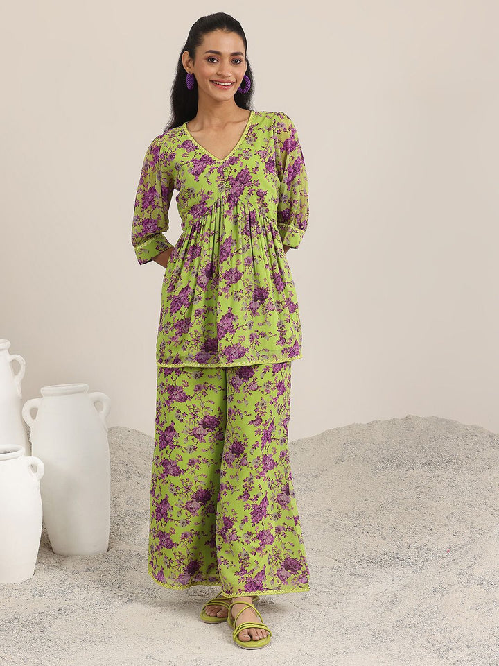 Libas Plus Size Floral Embroidered Straight Kurta With Palazzo & Dupatta
