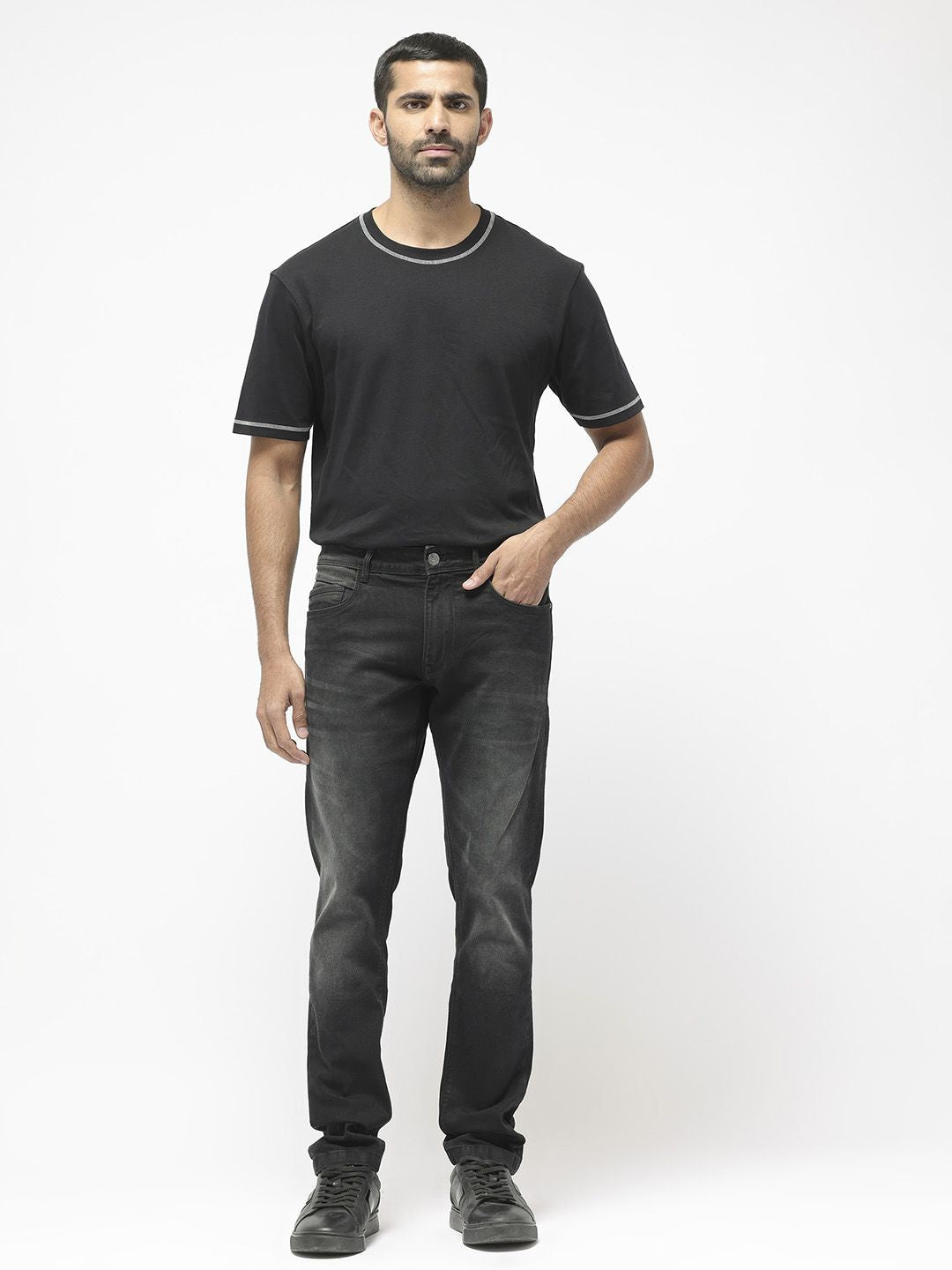 RARE RABBIT Men Hawkins Mid-Rise Slim Fit Stretchable Cotton Jeans