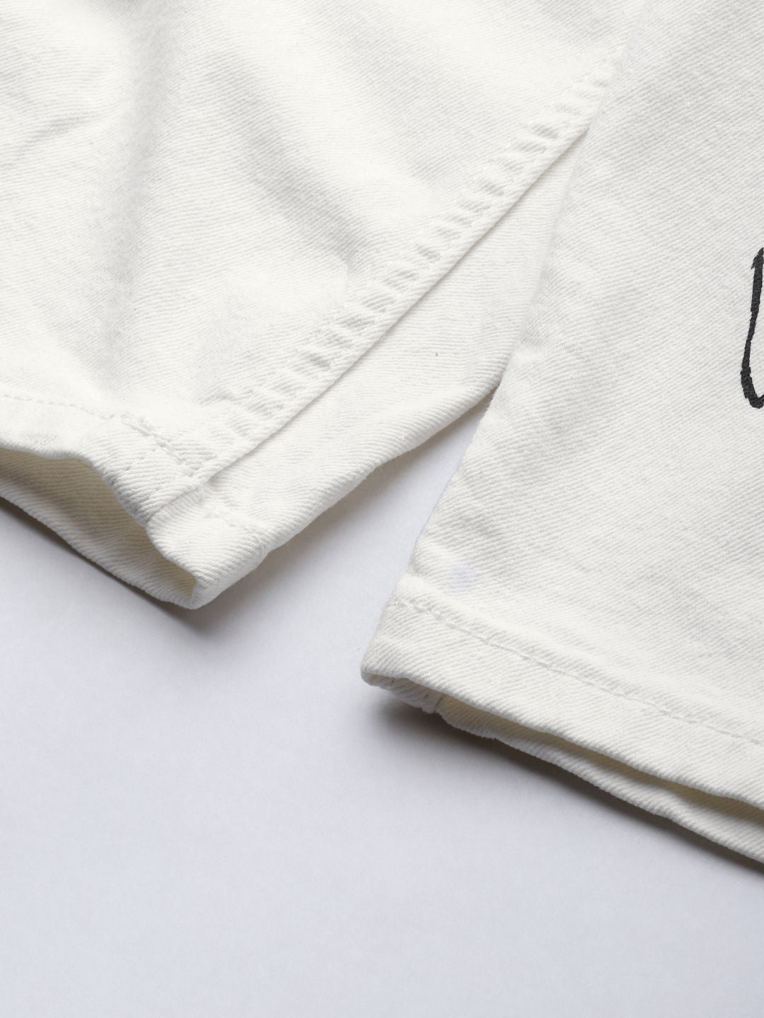 The Indian Garage Co Men Off White Typography Printed Denim Shorts