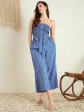 Berrylush Strapless Printed Culotte Jumpsuit