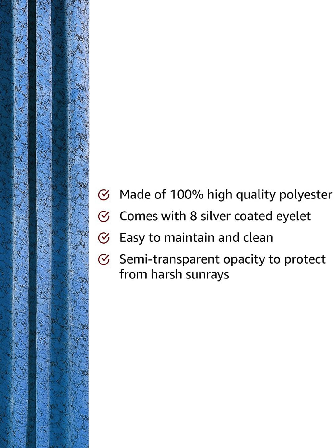 Cortina Blue & Black 2 Pieces Printed Room Darkening Velvet Long Door Curtains