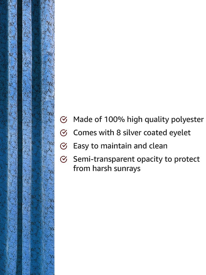 Cortina Blue & Black 2 Pieces Printed Room Darkening Velvet Long Door Curtains