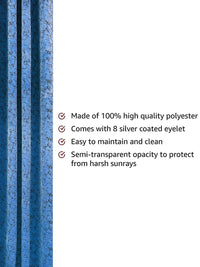 Cortina Blue & Black 2 Pieces Printed Room Darkening Velvet Long Door Curtains