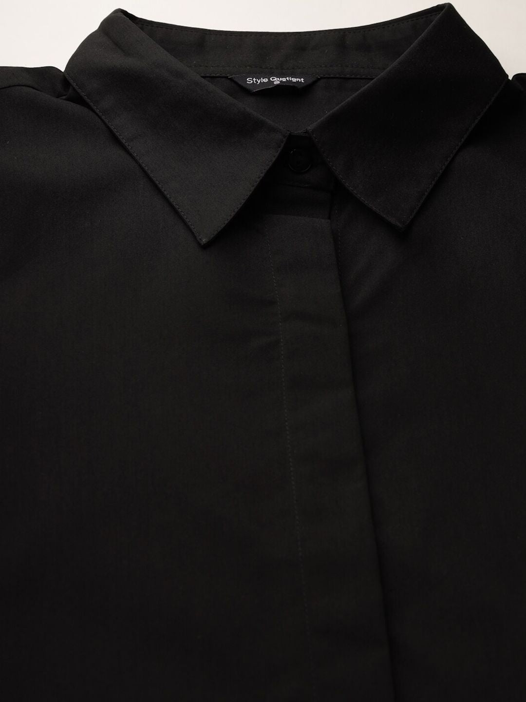 Style Quotient Black Smart Spread Collar Formal Shirt