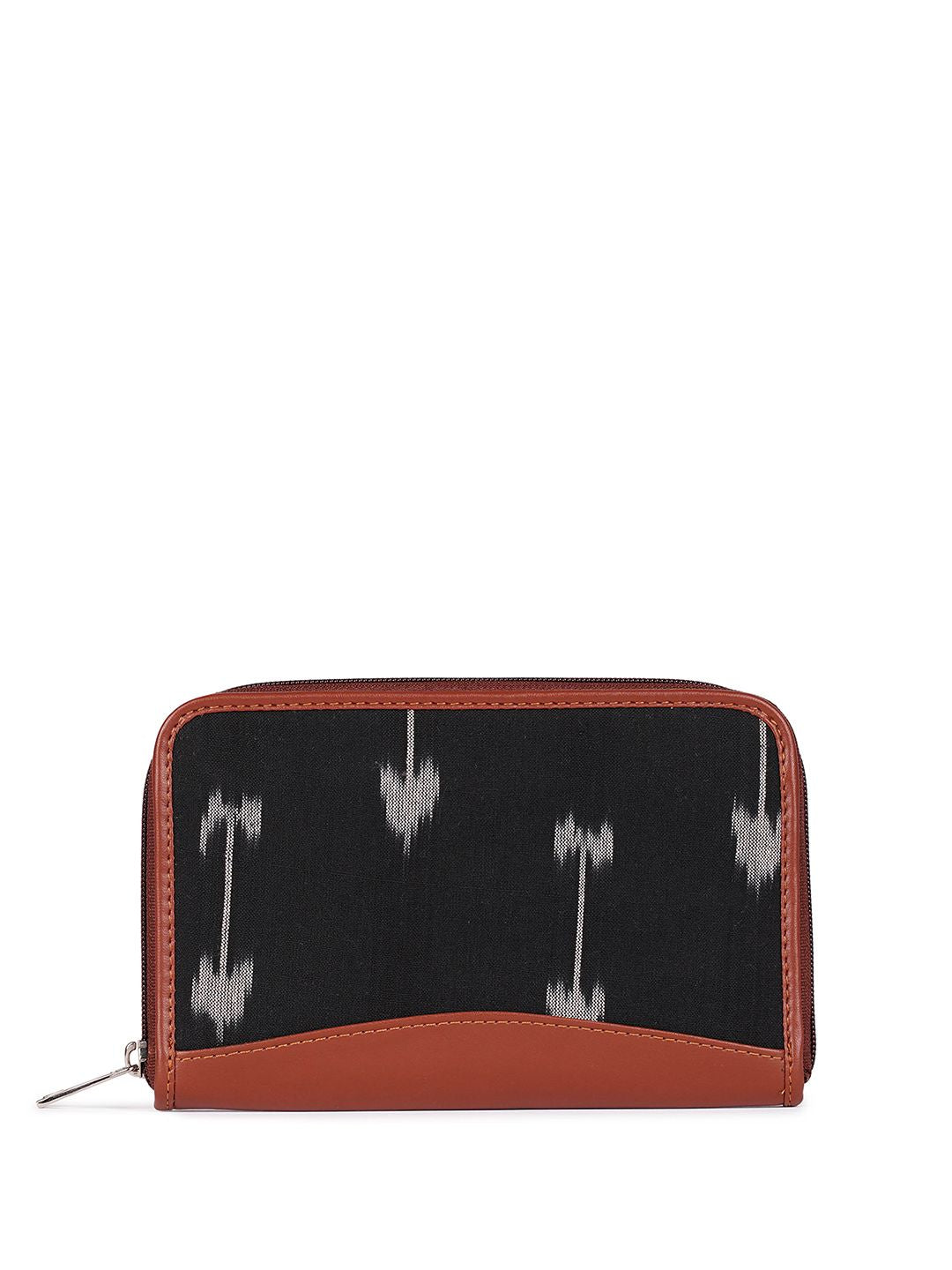 ZOUK Women Black & White Printed Vegan Leather Zip Around Wallet