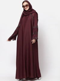 KLOTTHE Women Maroon Embellished Abaya Burqa With Hijab