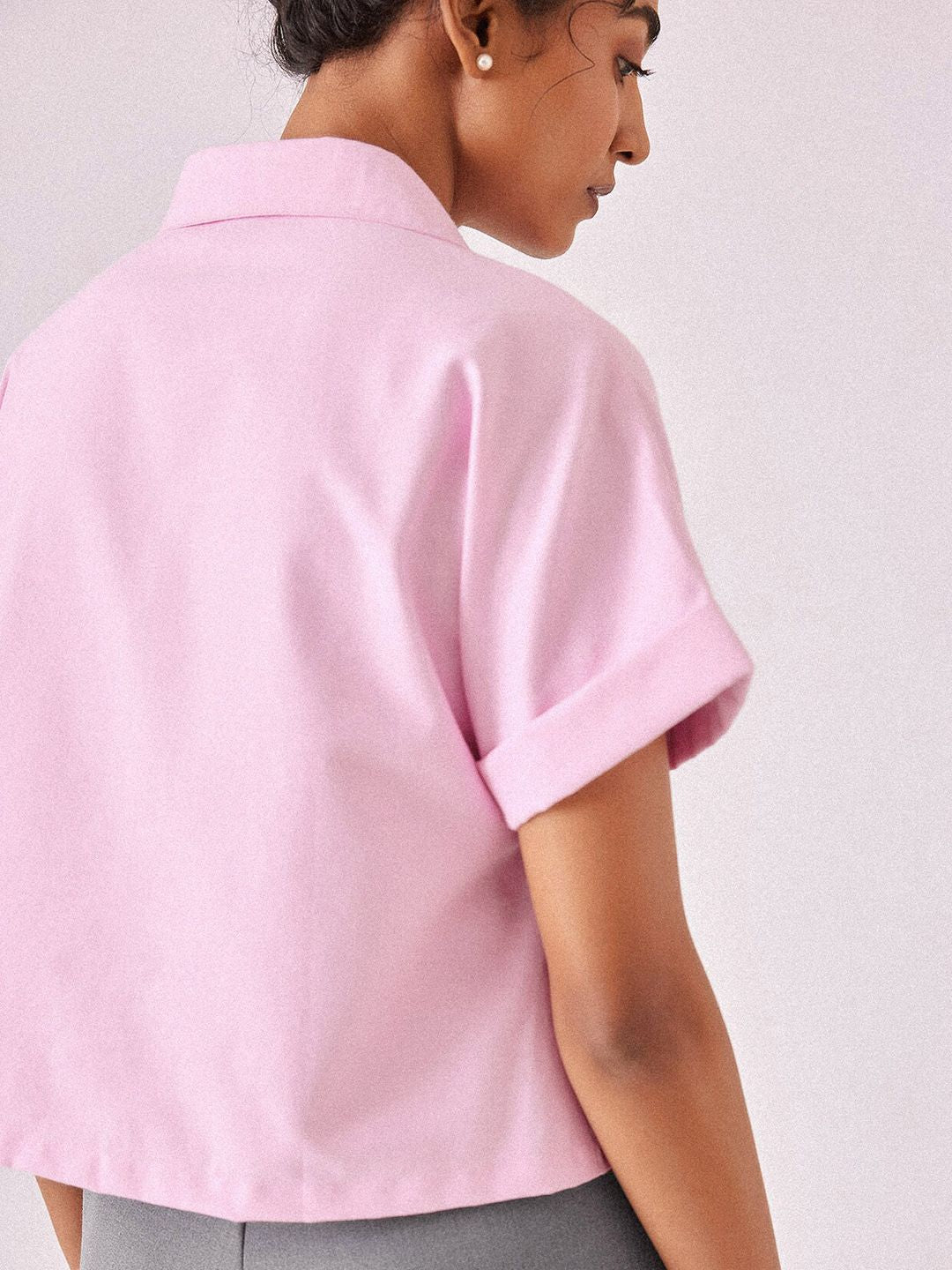 The Label Life Spread Collar Boxy Casual Cotton Shirt