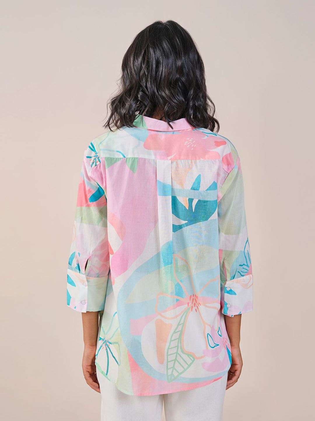AND Shirt Style Printed Cotton Top