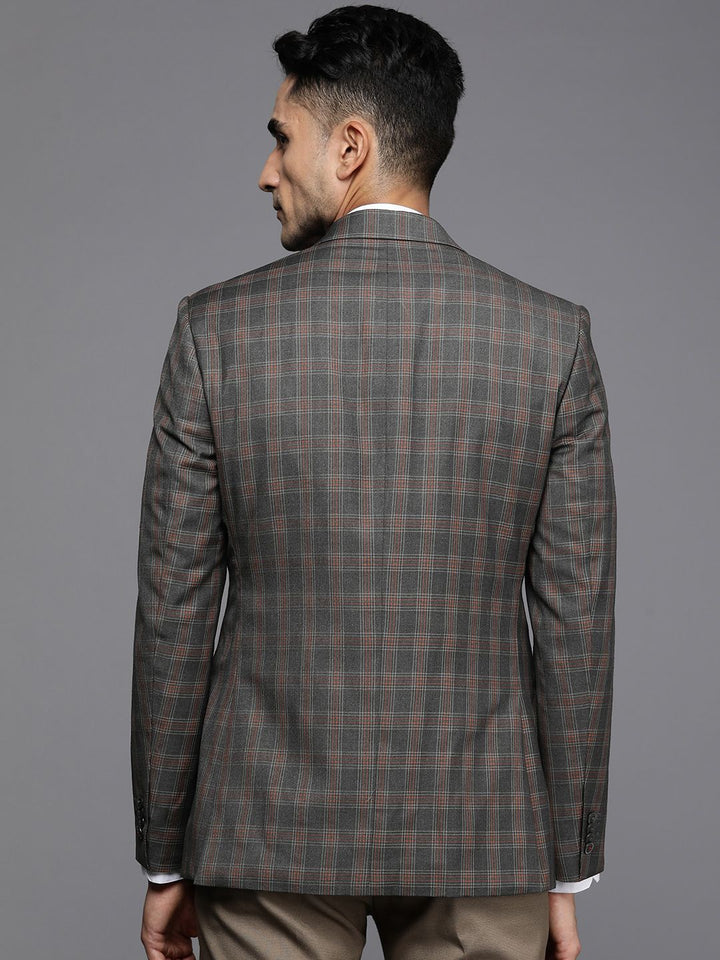 Raymond Checked Contemporary Fit Single-Breasted Formal Blazer