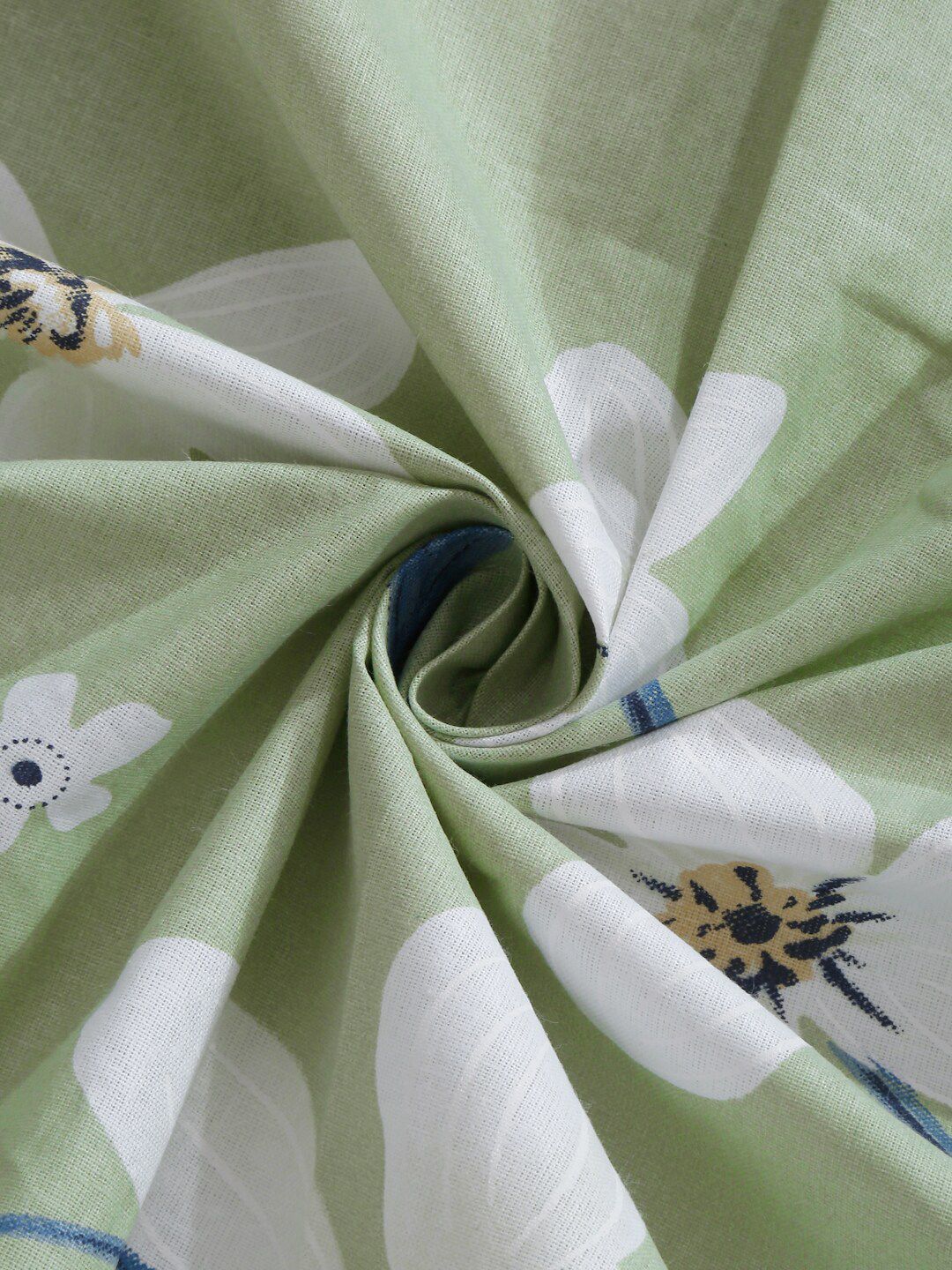 KLOTTHE Green Printed 400 TC Pure Cotton Bedsheet with Pillow Cover