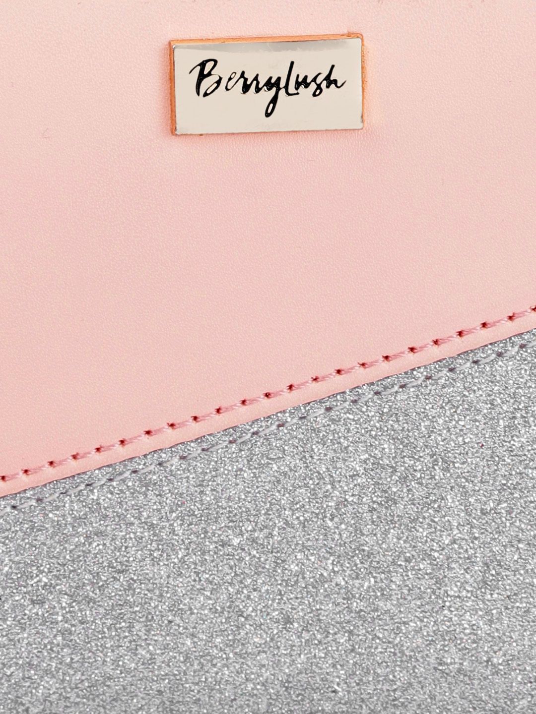 Berrylush Women Pink & Silver-Toned Colourblocked Zip Around Wallet