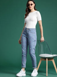 DressBerry Women High-Rise Printed Stretchable Mom Fit Jeans