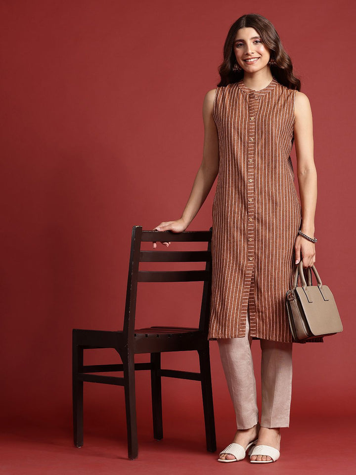 Anouk Striped Sleeveless Kurta
