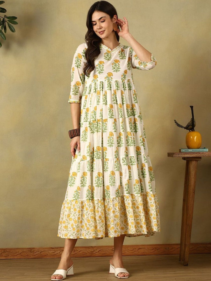 Mamicha Floral Print A-Line Maxi Dress
