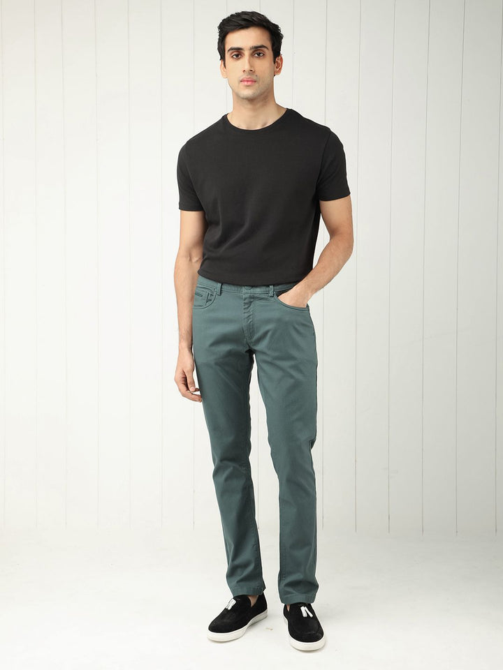 RARE RABBIT Poke Slim Fit Mid-Rise Cotton Trouser