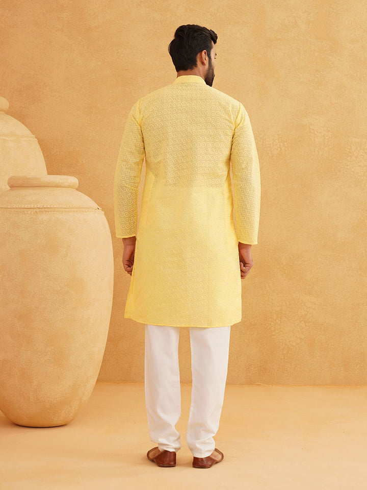 SOJANYA Floral Embroidered Mandarin Collar Pure Cotton Kurta