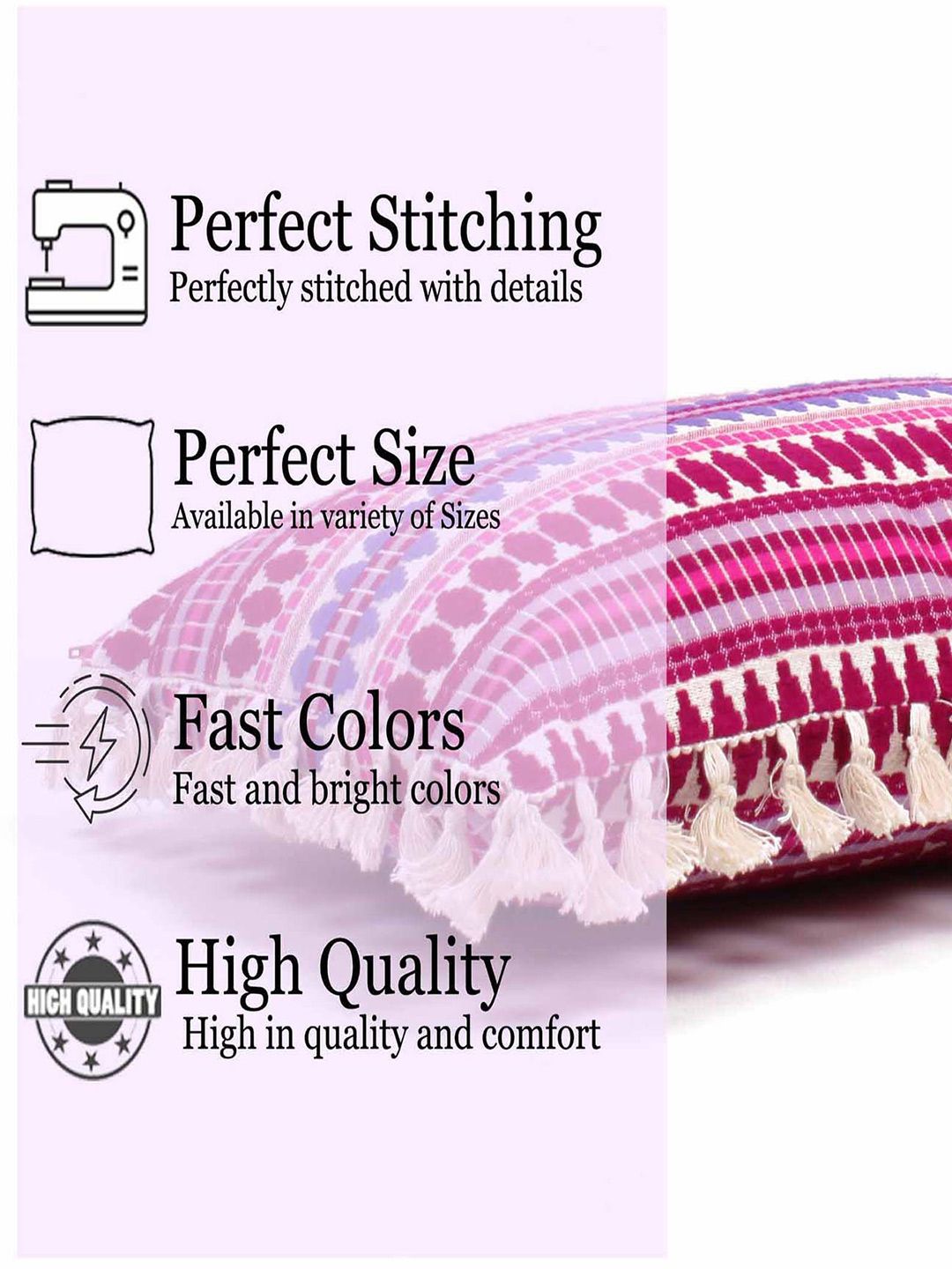 STITCHNEST Purple & White 2 Pieces Ethnic Motifs Woollen Square Cushion Covers