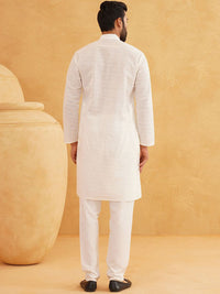 SOJANYA Motif Etnik Sulam Kolar Mandarin Benang Kerja Cotton Kurta With Churidar