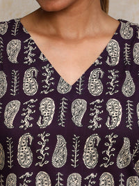 Varanga Paisley Printed Cotton V-Neck Straight Kurta