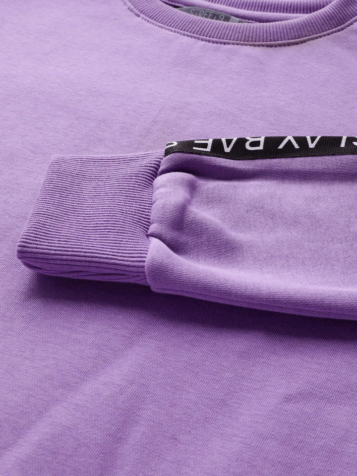 STREET 9 Women Lavender Solid Sweatshirt