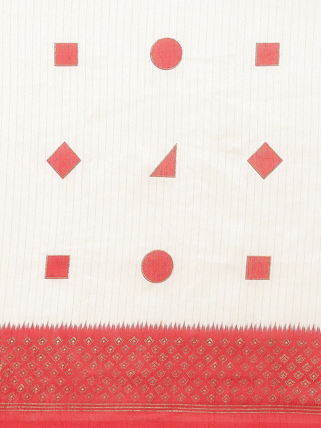 Saree mall Off White & Red Silk Blend Sarees